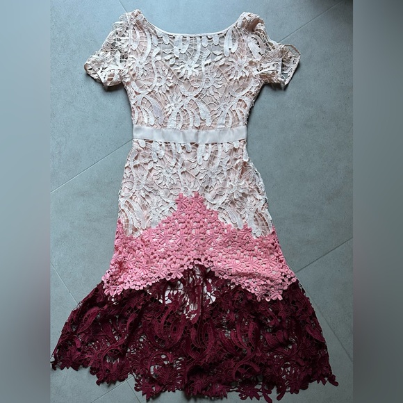 Maje Romarin Pink and Red Lace Midi Dress US4/6 Maje size 2 - Picture 8 of 8